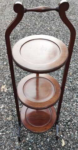 AN EDWARDIAN INLAID 3TIER CAKE STAND
