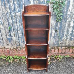 ANTIQUE OAK NARROW OPEN BOOKCASE