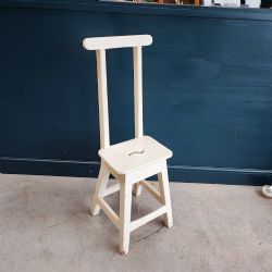 ANTIQUE PAINTED ELM STOOL PANTRY STEP