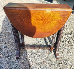 ANTIQUE ELM BABY BOBBIN DROP LEAF TABLE