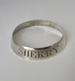 GEORGE III SILVER DECANTER NECK RING SHERRY JOHN HUTSON LONDON 1798