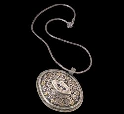 IMPRESSIVE MID 20TH CENTURY SILVER TURKOMAN TRIBAL AMULET PENDANT