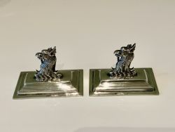 HERALDIC SILVER MENU HOLDERS