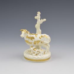 BLOOR DERBY PORCELAIN FIGURE GROUP COW CALF C1830