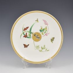 AESTHETIC PERIOD MINTON PORCELAIN DESSERT PLATE JAPANESE STYLE GILT SUN BUTTERFLIES 1875