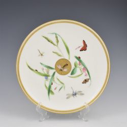 AESTHETIC PERIOD MINTON PORCELAIN DESSERT PLATE JAPANESE STYLE GILT SUN INSECTS 1875