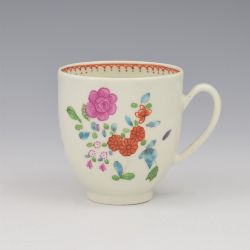 LOVELY DR WALL FIRST PERIOD WORCESTER PORCELAIN POLYCHROME FLORAL COFFEE CUP C1770