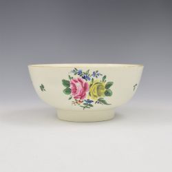 LARGE DR WALL FIRST PERIOD WORCESTER PORCELAIN FLORAL SLOP BOWL C1760