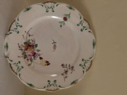 RARE ROCKINGHAM FLORAL DESSERT PLATE C1835 GRIFFIN MARK VERSO IN PUCE