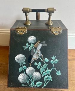 UNUSUAL ANTIQUE TOLE WARE COAL SCUTTLE