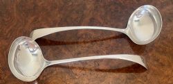 LARGE MATCHED PAIR OF SILVER PLATED LADLES