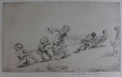 EILEEN SOPER TUG OF WAR ETCHING
