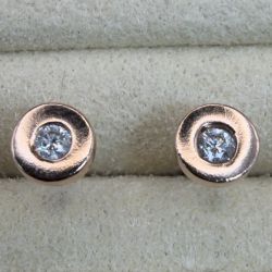 9CT ROSE GOLD BEZEL SET NATURAL DIAMOND STUD EARRINGS