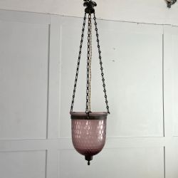 EDWARDIAN PINK GLASS PENDANT LIGHT
