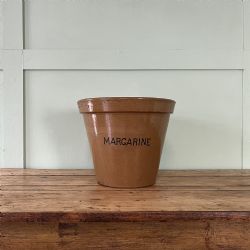 LARGE EDWARDIAN GLAZED STONEWARE MARGARINE BOWL