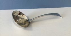 ANTIQUE SOLID SILVER STRAINING LADLE