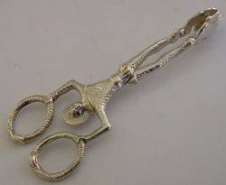 RARE SCOTTISH SOLID STERLING SILVER HARLEQUIN SUGAR TONGS NIPS 1893 ANTIQUE