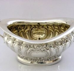 LARGE HEAVY 202G ENGLISH STERLING SILVER SUGAR BOWL 1903 ANTIQUE