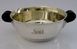 GERMAN ARTS CRAFTS SOLID SILVER WOODEN TWO HANDLED BOWL C1910 ANTIQUE 150G