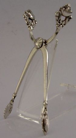 GEORG JENSEN STERLING SILVER SUGAR TONGS NIPS 1958 ACORN PATTERN