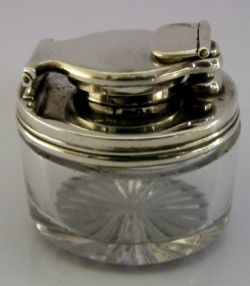 GEORGIAN STERLING SILVER TRAVELLING INKWELL 1819 DESK ANTIQUE