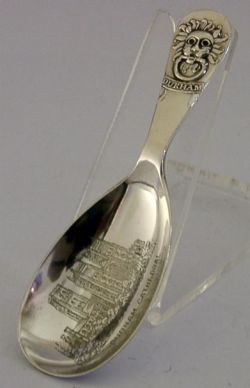 RARE STERLING SILVER DURHAM CATHEDRAL SANCTUARY CADDY SPOON 1911 ANTIQUE