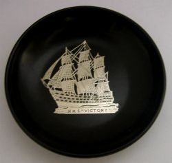 UNUSUAL STERLING SILVER BAKELITE HMS VICTORY SHIP DISH C1920 ROYAL NAVY ANTIQUE