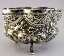 PRETTY INDIAN SOLID SILVER BOWL C1900 ANTIQUE ANIMALS 81G