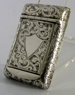 BEAUTIFUL ENGLISH STERLING SILVER SNUFF BOX 1895 ANTIQUE