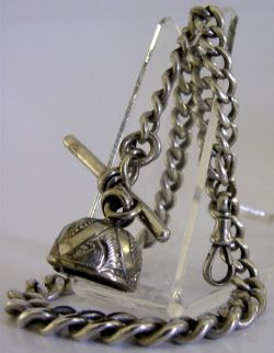 ENGLISH 52G SOLID STERLING SILVER WATCH CHAIN SEAL FOB 1913 ANTIQUE