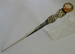 GLASGOW ARTS CRAFTS SCOTTISH STERLING SILVER CITRINE LETTER OPENER 1948