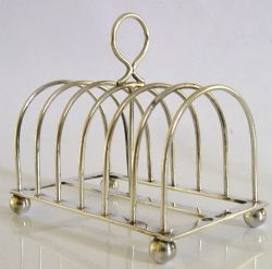 ENGLISH STERLING SILVER SIX SLICE TOAST RACK 1929 ART DECO 114G