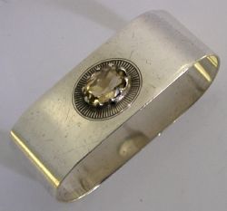 ARTS CRAFTS STERLING SILVER CITRINE NAPKIN RING 1937 ANTIQUE