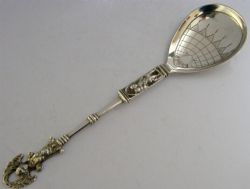 LARGE 56G MARIUS HAMMER NORWEGIAN ANTIQUE SILVER 830S BAPTISM SPOON NORWAY C1900