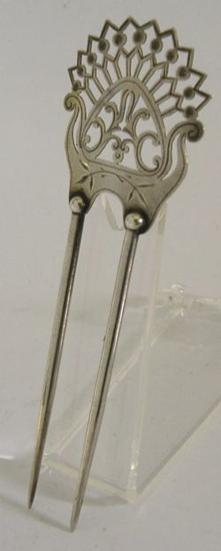 RARE AMERICAN STERLING SILVER HAIR SLIDE COMB C1900 H H CURTIS ANTIQUE WEDDING