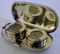 RARE ANTIQUE GOLD HINGE STERLING SILVER DOUBLE SOVEREIGN CASE 1906