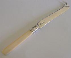 ANTIQUE EDWARDIAN SOLID STERLING SILVER CHEESE SLICE KNIFE 1908 ENGLISH 44G