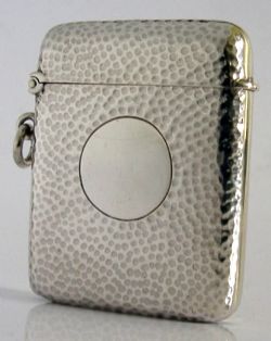 ENGLISH SOLID STERLING SILVER PLANISHED VESTA MATCH CASE 1904 ANTIQUE