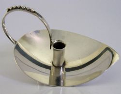 GEOFFREY BELLAM STERLING SILVER CHAMBERSTICK CANDLE HOLDER 1957 MID CENTURY