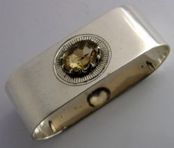 STERLING SILVER CITRINE NAPKIN RING 1930 ANTIQUE 24G