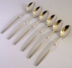 SIX DUTCH MID CENTURY SOLID SILVER SPOONS C1960 76G VINTAGE RETRO
