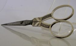 EARLY DUTCH SOLID SILVER NEEDLEWORK SEWING SCISSORS 18361864 ANTIQUES