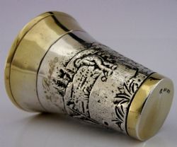 800 SOLID SILVER BEAKER ANTIQUE GOLFING CUP GERMAN C1900 BARWARE