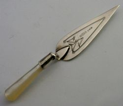 ISLE OF MAN ANTIQUE 1913 STERLING SILVER MOTHER OF PEARL BOOKMARK PAGE MARKER