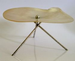 CHINESE EXPORT STERLING SILVER MOTHER OF PEARL CAVIAR DISH C1910 ANTIQUE