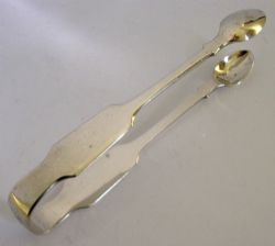 HEAVY 64G IRISH STERLING SILVER SUGAR TONGS 1853 ANTIQUE DUBLIN