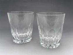 A PAIR OF EARLY 20TH CENTURY LARGE CUT GLASS WHISKY TUMBLERS