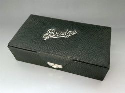 A WONDERFUL SILVER MOUNTED LEATHER BRIDGE BOX
