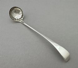 A DESIRABLE GEORGIAN SILVER SPICE SIFTING LADLE