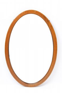 EDWARDIAN MAHOGANY INLAID OVAL MIRROR